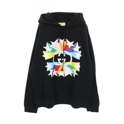 グッチ GUCCI インターロッキングG パーカー 衣料品 トップス コットン メンズ ブラック系 / マルチカラー 【中古】