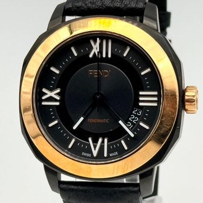 FENDI フェンディ セレリア 653 SS 革 000-82000L ブラック QZ メンズ 腕時計 稼働品 箱 保証書