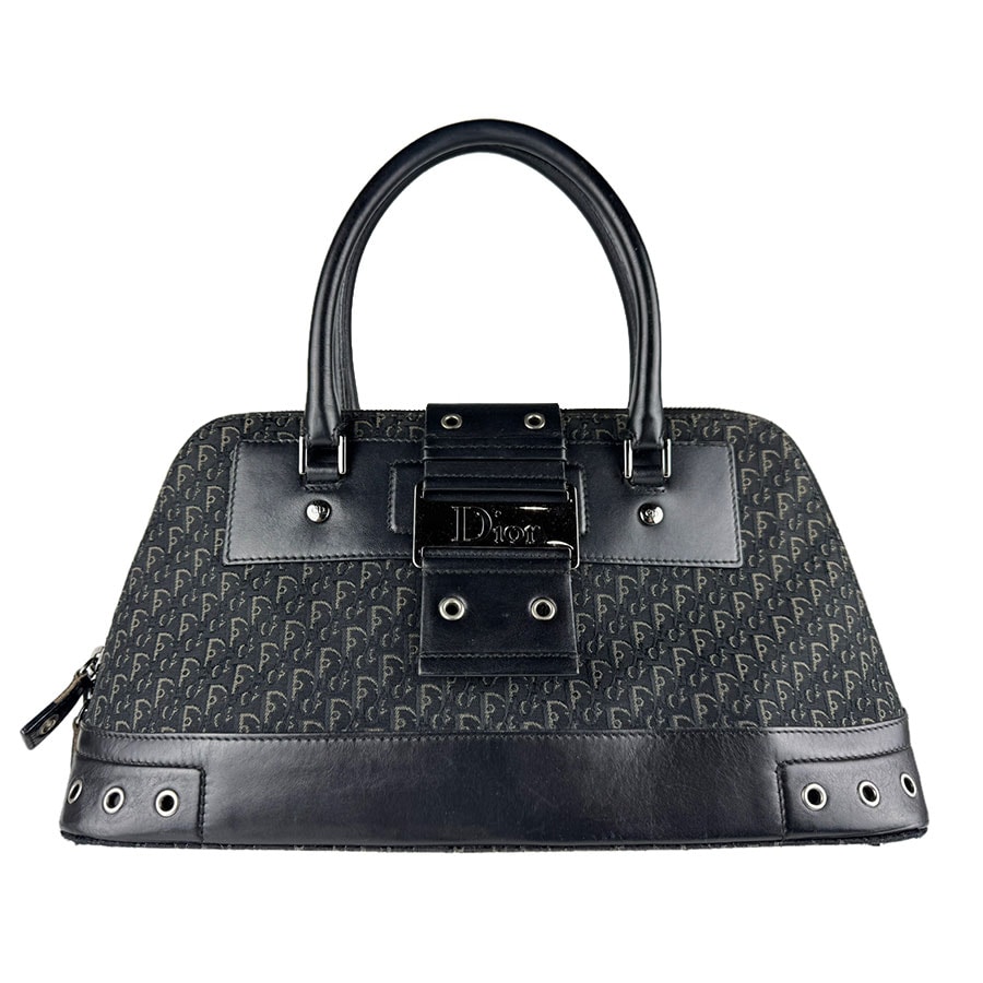 クリスチャンディオール Christian Dior ハンドバッグ キャンバス/レザー ブラック レディース【中古】 z9164