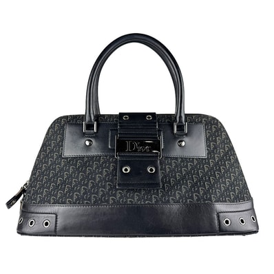 クリスチャンディオール Christian Dior ハンドバッグ キャンバス/レザー ブラック レディース【中古】 z9164