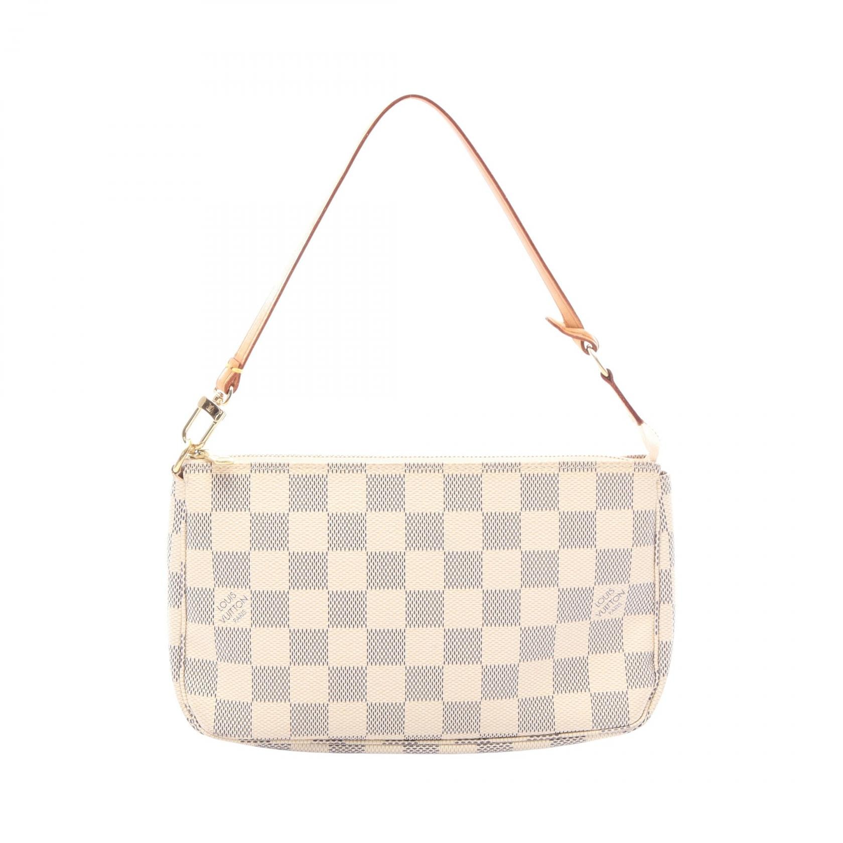 ルイ・ヴィトン LOUIS VUITTON ポシェット アクセソワール ダミエアズール ハンドバッグ バッグ PVCコーティングキャンバス レザー ダミエ・アズール レディース ホワイト系 N51986 【中古】