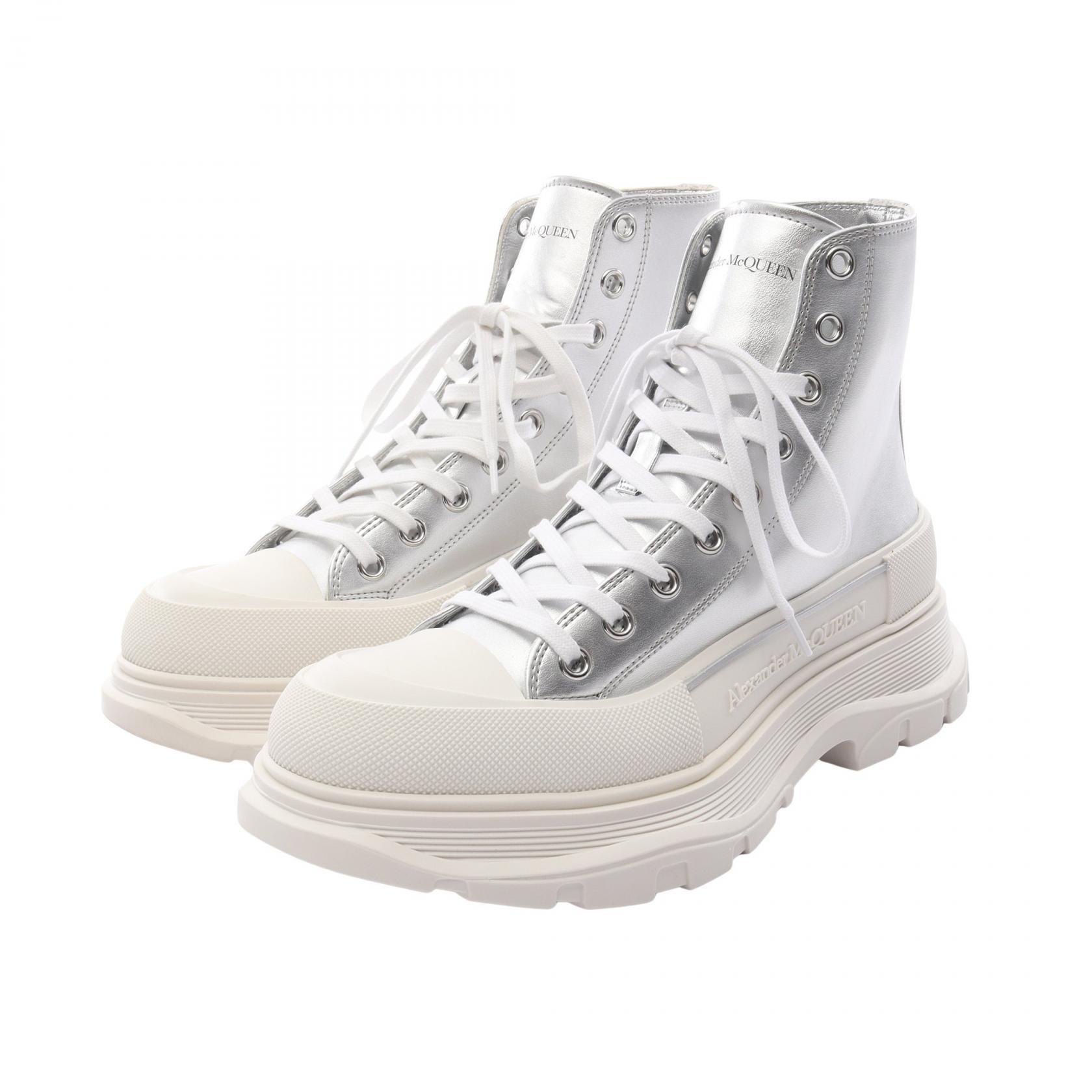 アレキサンダーマックイーン Alexander McQueen TREAD SLICK スニーカー 靴 レザー メンズ シルバー系 【中古】