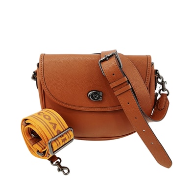 COACH コーチ ウィロウ サドルバッグ ショルダーバッグ CA094 レザー オレンジ レディース【中古】