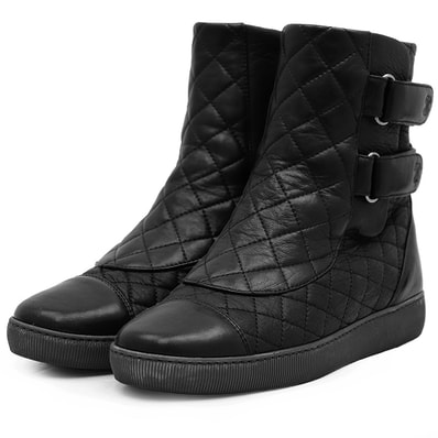 CHANEL シャネル マトラッセ ブーツ サイズ 37 レディース G29394 ココマーク ベルト キルティング×レザー サイドジップ シューズ 靴 箱/袋付属 ブラック 黒 イタリア製