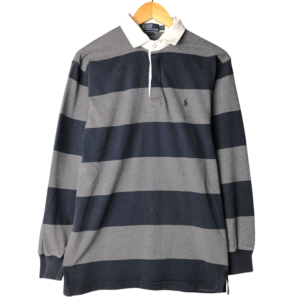古着 ラルフローレン Ralph Lauren POLO by Ralph Lauren ボーダー柄 長袖 ラガーシャツ メンズS相当/eaa594507