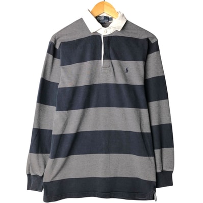 古着 ラルフローレン Ralph Lauren POLO by Ralph Lauren ボーダー柄 長袖 ラガーシャツ メンズS相当/eaa594507