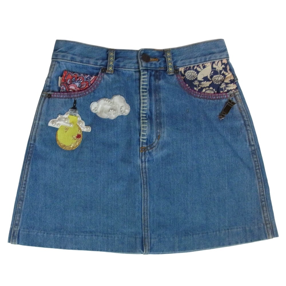 MARC JACOBS マークジェイコブス スカート バッジ ワッペン デニム スカート ブルー系 25【中古】