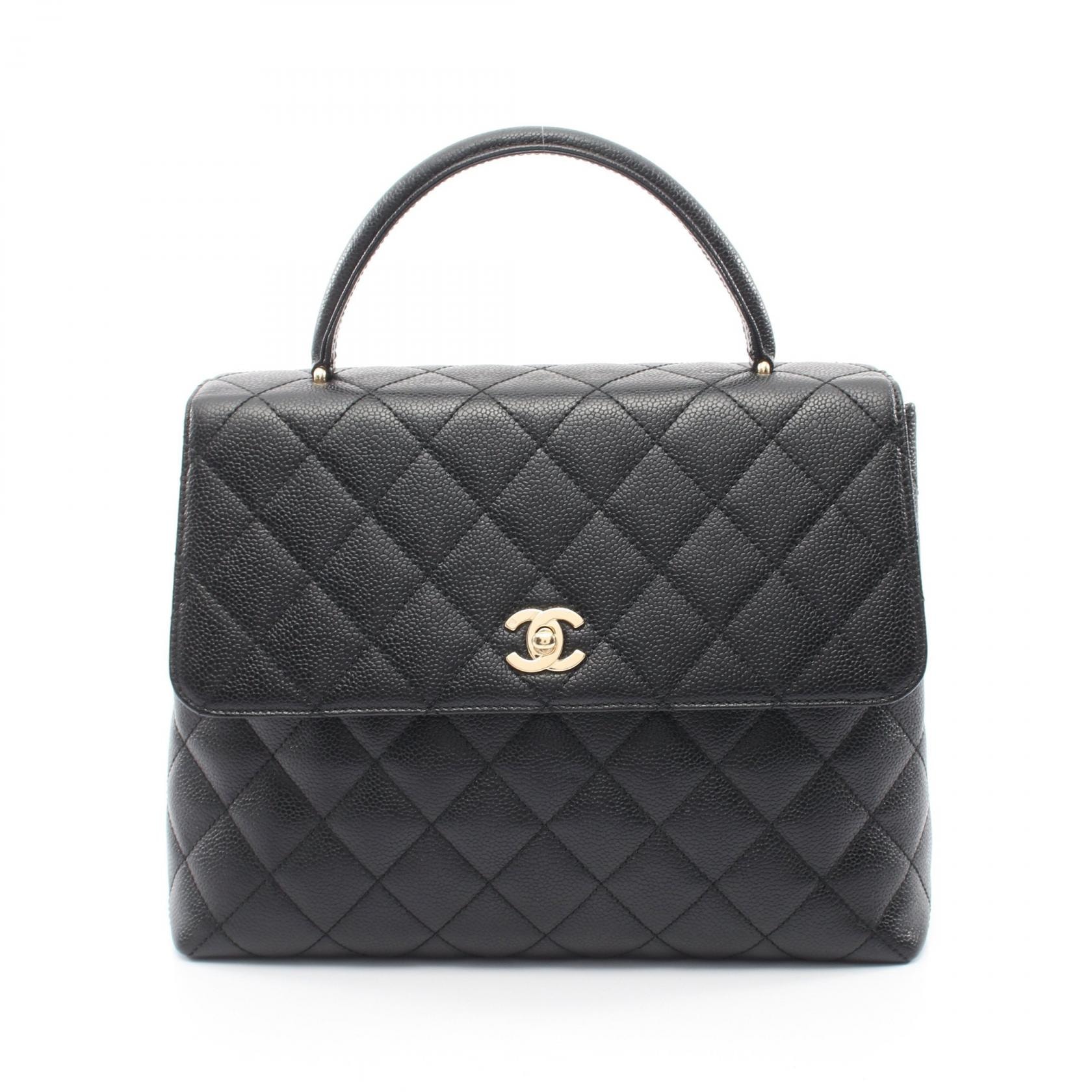 シャネル CHANEL マトラッセ トップハンドルバッグ ハンドバッグ バッグ キャビアスキン(グレインドカーフ) レディース ブラック系 A12397 【中古】