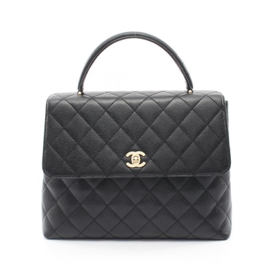 シャネル CHANEL マトラッセ トップハンドルバッグ ハンドバッグ バッグ キャビアスキン(グレインドカーフ) レディース ブラック系 A12397 【中古】