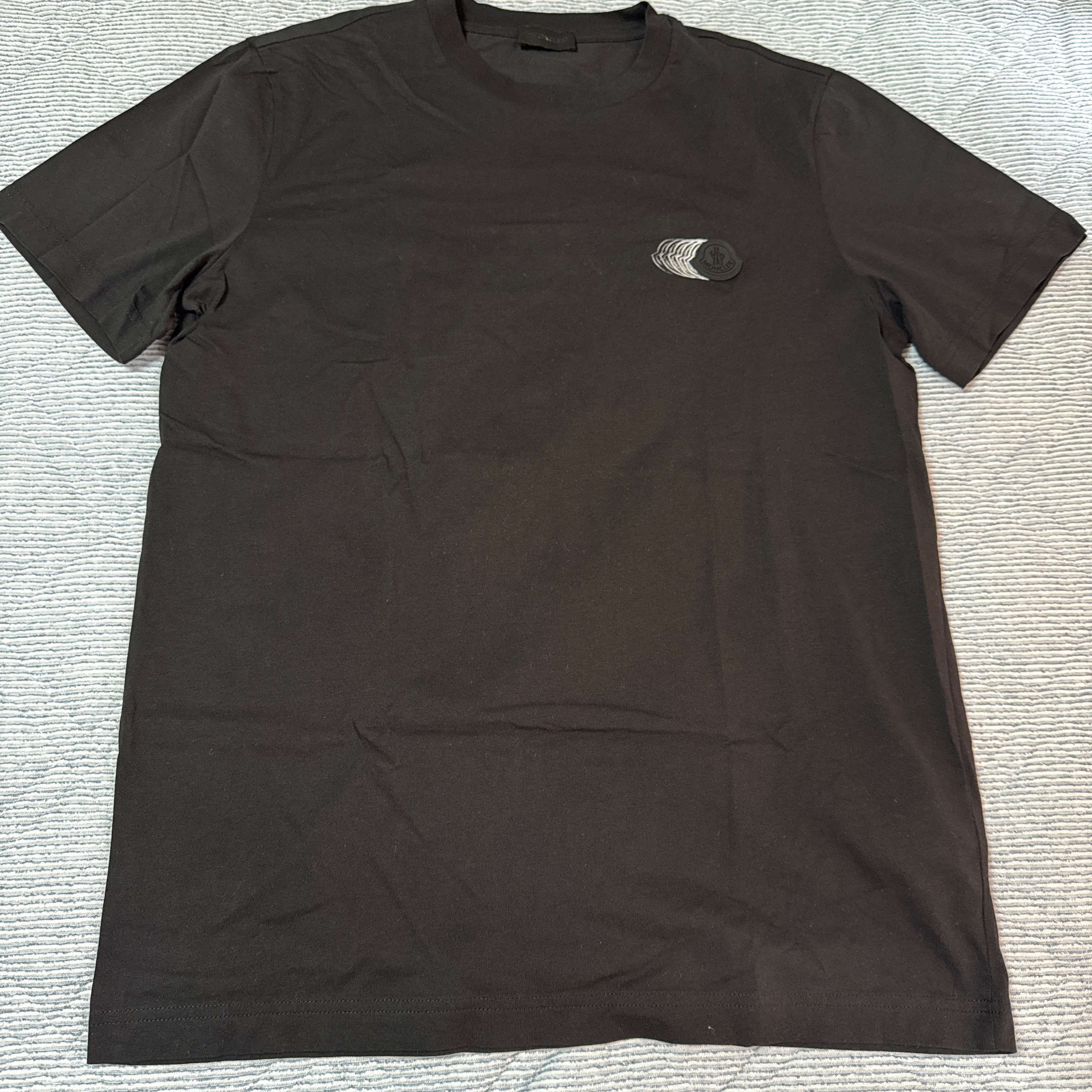 MONCLER Faded Logo Motif Cotton T-Shirt "Black"
