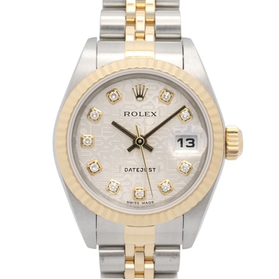 ロレックス ROLEX デイトジャスト 10Pダイヤ F番 腕時計 時計 K18(イエローゴールド) ステンレススチール ダイヤモンド メンズ シルバー系 コンピューター/新ダイヤ 79173G 【中古】
