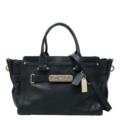 コーチ スワッガー 27 斜め掛け ショルダーバッグ 2way ハンドバッグ 34816 ブラック レザー レディース COACH 【中古】