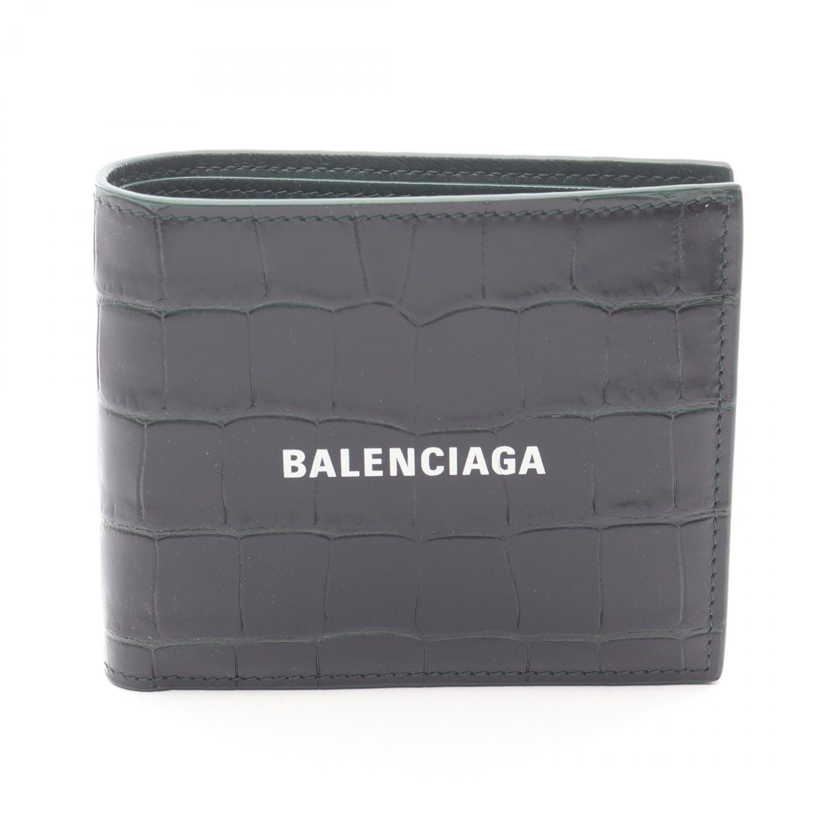 バレンシアガ BALENCIAGA Cash Square Folded Wallet 二つ折り財布 財布 レザー メンズ ブラック系 / グリーン系 5945491ROP33090 【新品】