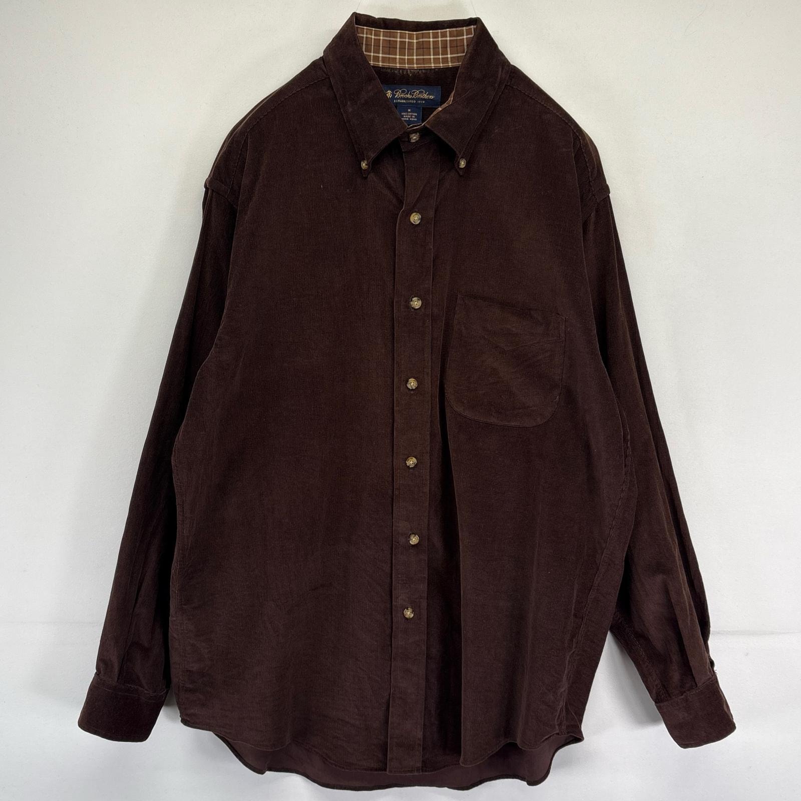 古着 ブルックスブラザーズ Brooks Brothers 長袖シャツ コーデュロイ ボタンダウン 胸ポケット M  ブラウン メンズ