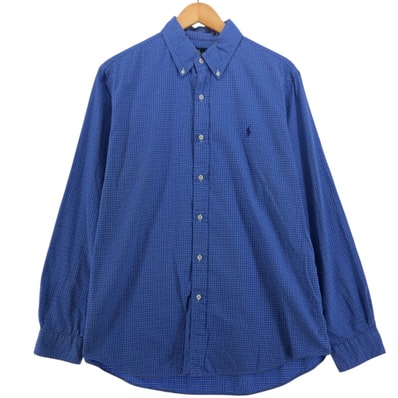古着 ラルフローレン Ralph Lauren CLASSIC FIT 長袖 ボタンダウンチェックシャツ メンズL相当/eaa521302