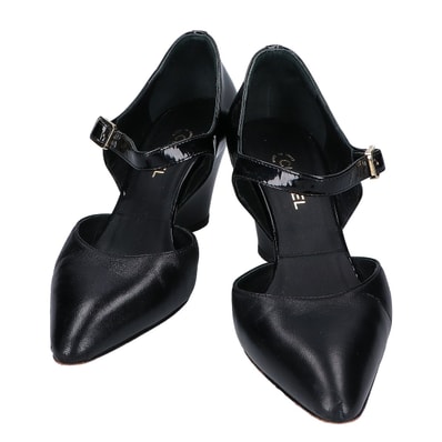 シャネル G35426 ココマーク パテント/レザー ポインテッドトゥ パンプス 35C