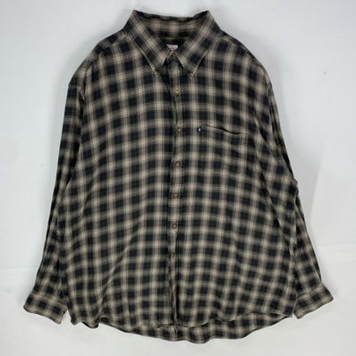 古着 ブルックスブラザーズ Brooks Brothers 長袖シャツ 胸ポケット ネルシャツ 346 ロングスリーブ XL ブラック系 チェック メンズ