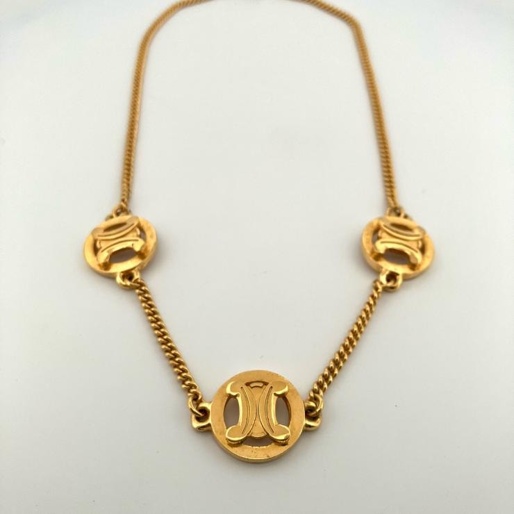 CELINE トリオンフ サークル ネックレス GPゴールド ヴィンテージ 鑑定済み 正規品 セリーヌ