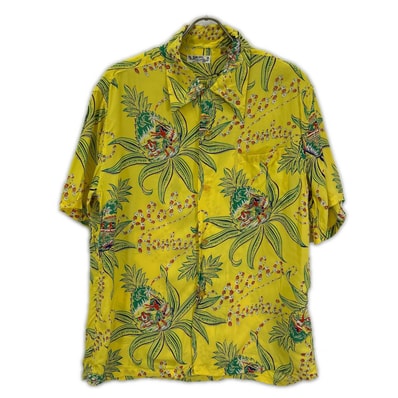 サンサーフ SS38312 イエロー レーヨン PINEAPPLE PASSION アロハシャツ L