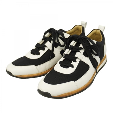 【6apg023】エルメス スニーカー 42.5 パートナー レザー ブラック ホワイト【中古】メンズ
