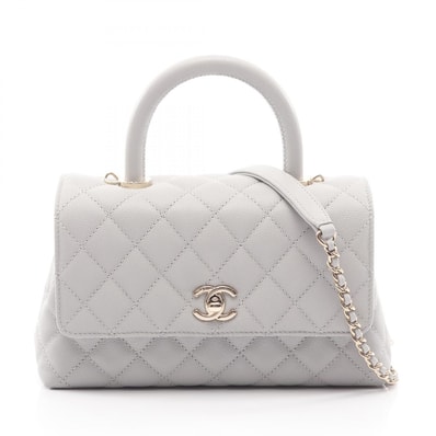 シャネル CHANEL ココハンドル フラップ マトラッセ 2WAY ハンドバッグ バッグ キャビアスキン(グレインドカーフ) レディース グレー系 A92990 【中古】