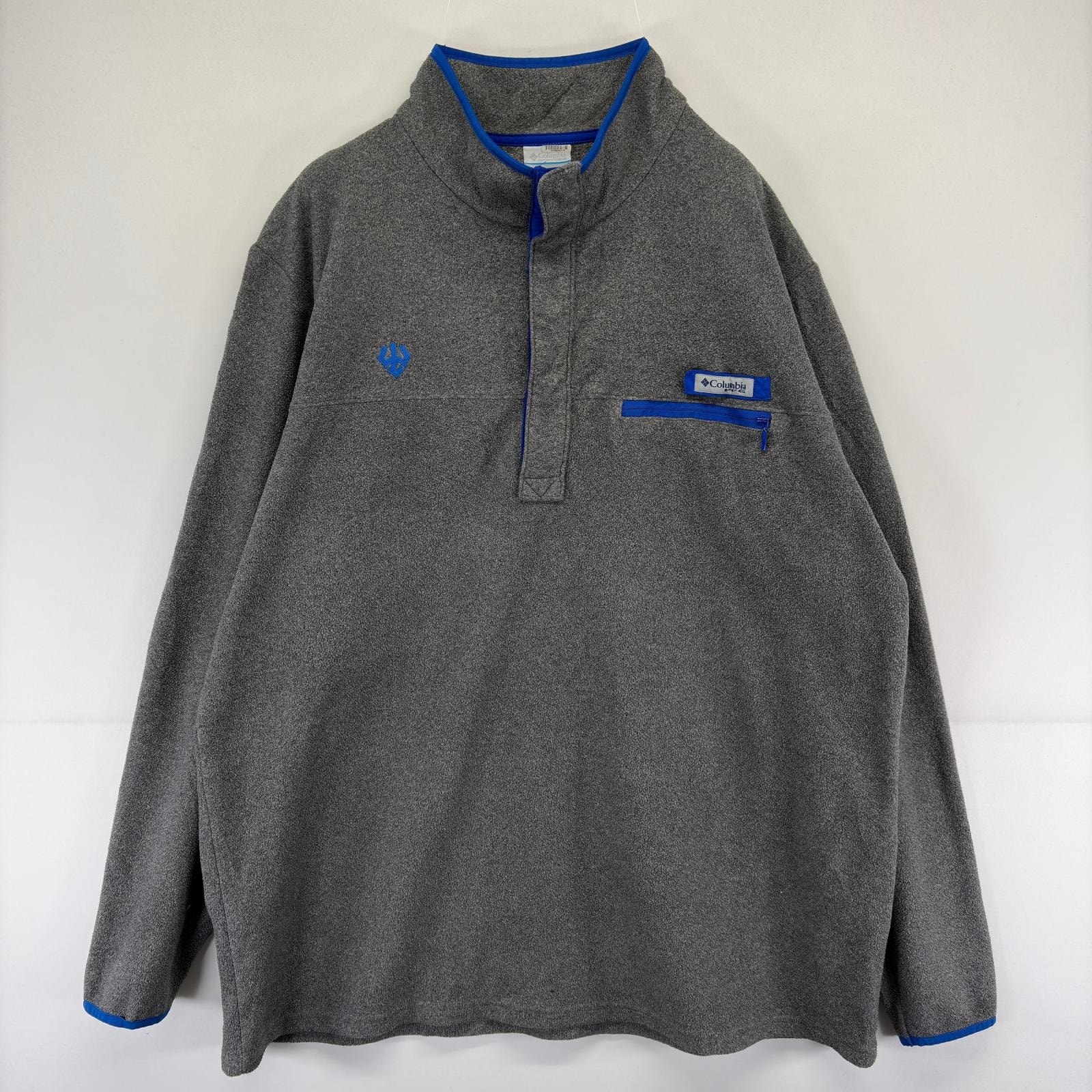 古着 コロンビア Columbia フリース ジャケット スナップボタン PFG トレーナー プルオーバー 大きいサイズ 2XL  グレー メンズ