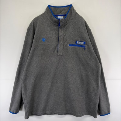 古着 コロンビア Columbia フリース ジャケット スナップボタン PFG トレーナー プルオーバー 大きいサイズ 2XL グレー メンズ
