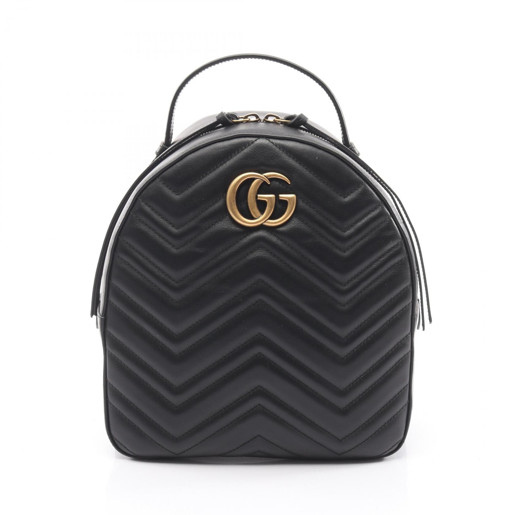 グッチ GUCCI GGマーモント リュックサック バックパック バッグ レザー レディース ブラック系 476671 【中古】