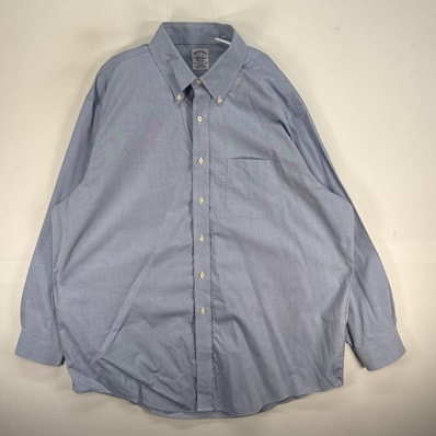 古着 ブルックスブラザーズ Brooks Brothers 長袖シャツ CLASSIC ボタンダウン 胸ポケ XL ブルー系 無地 メンズ