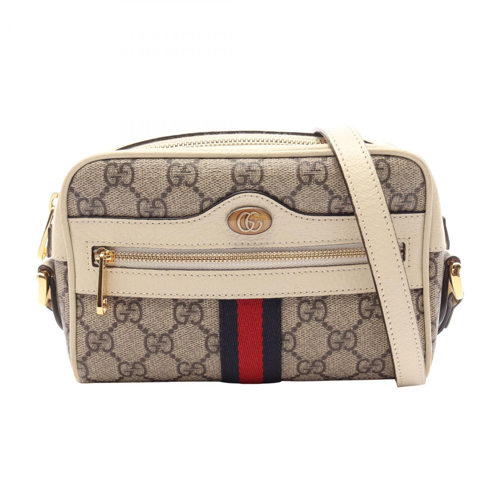 グッチ GUCCI オフィディア GGスプリーム ショルダーバッグ バッグ PVCコーティングキャンバス レザー レディース ベージュ系 / マルチカラー 517350 【中古】