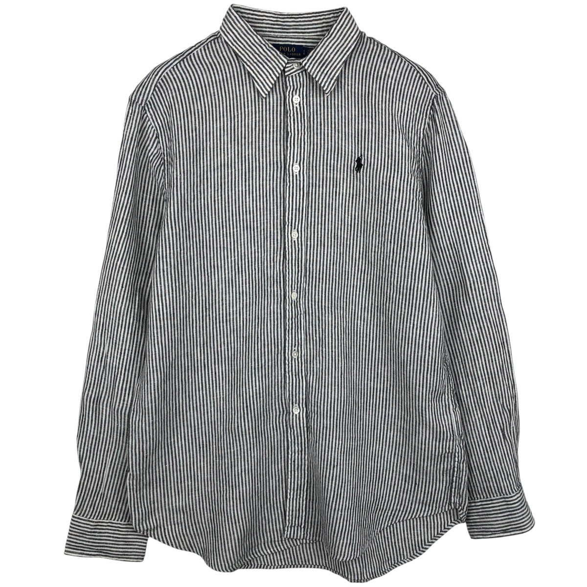古着 ラルフローレン Ralph Lauren POLO RALPH LAUREN RELAXED FIT ストライプ柄 長袖 リネンシャツ メンズL相当/eaa614733
