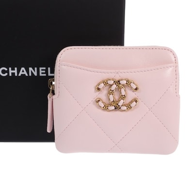 シャネル CHANEL 19 ジップコインパース ディズヌフ AP2086 コインケース ラムスキン ピンク ゴールド金具 レディース【中古】【ABランク】