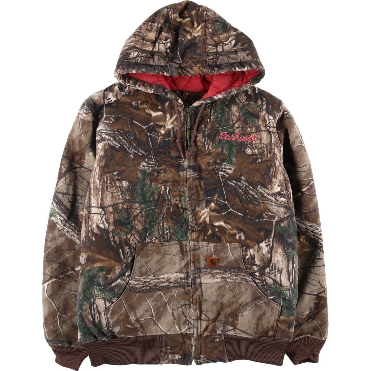 古着 カーハート Carhartt アクティブジャケット 迷彩柄 リアルツリーカモ 中綿入り ダックフルジップパーカー USA製 レディースL相当/eaa593150