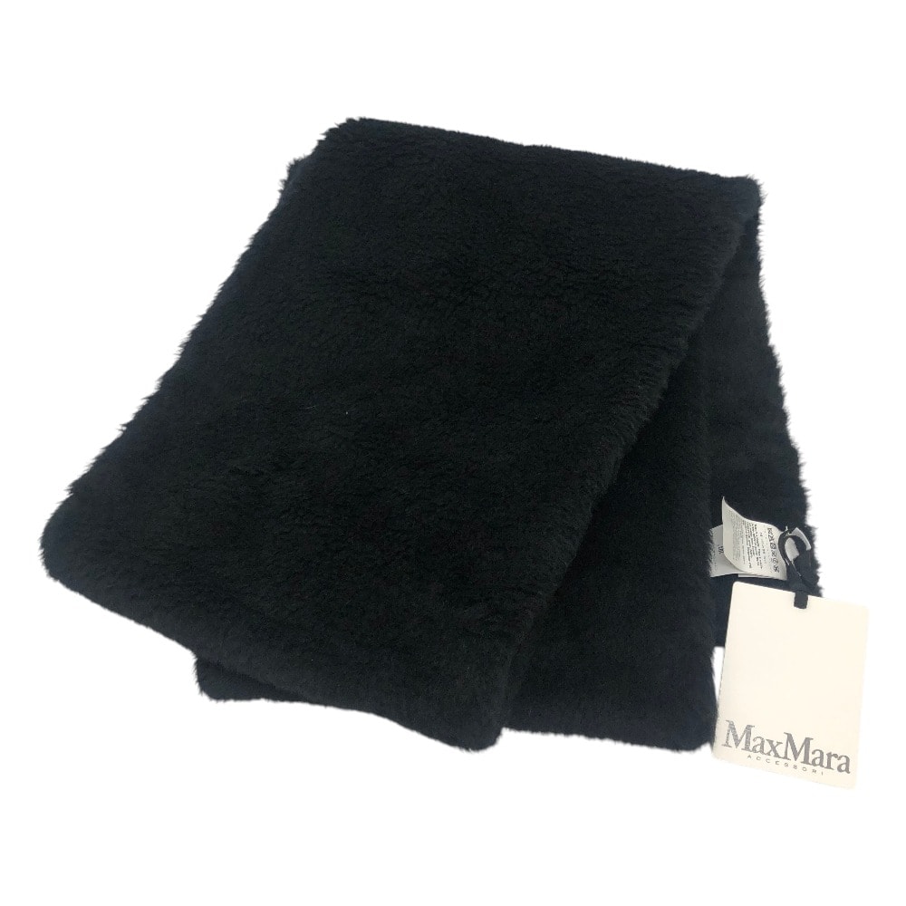 マックスマーラ MAX MARA テディベア ファー 454608236 ファッション小物 防寒具 マフラー アルパカ ブラック 未使用