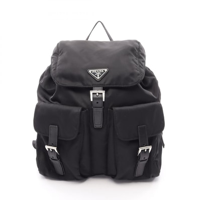 プラダ PRADA VELA リュックサック バックパック バッグ ナイロン サフィアーノレザー レディース ブラック系 BZ2811 【中古】
