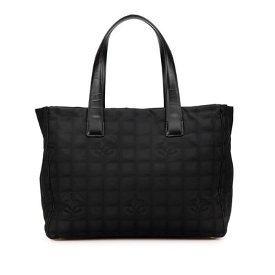 シャネル ニュートラベルラインMM ココマーク トートバッグ ショルダーバッグ ブラック ナイロン レザー レディース CHANEL 【中古】