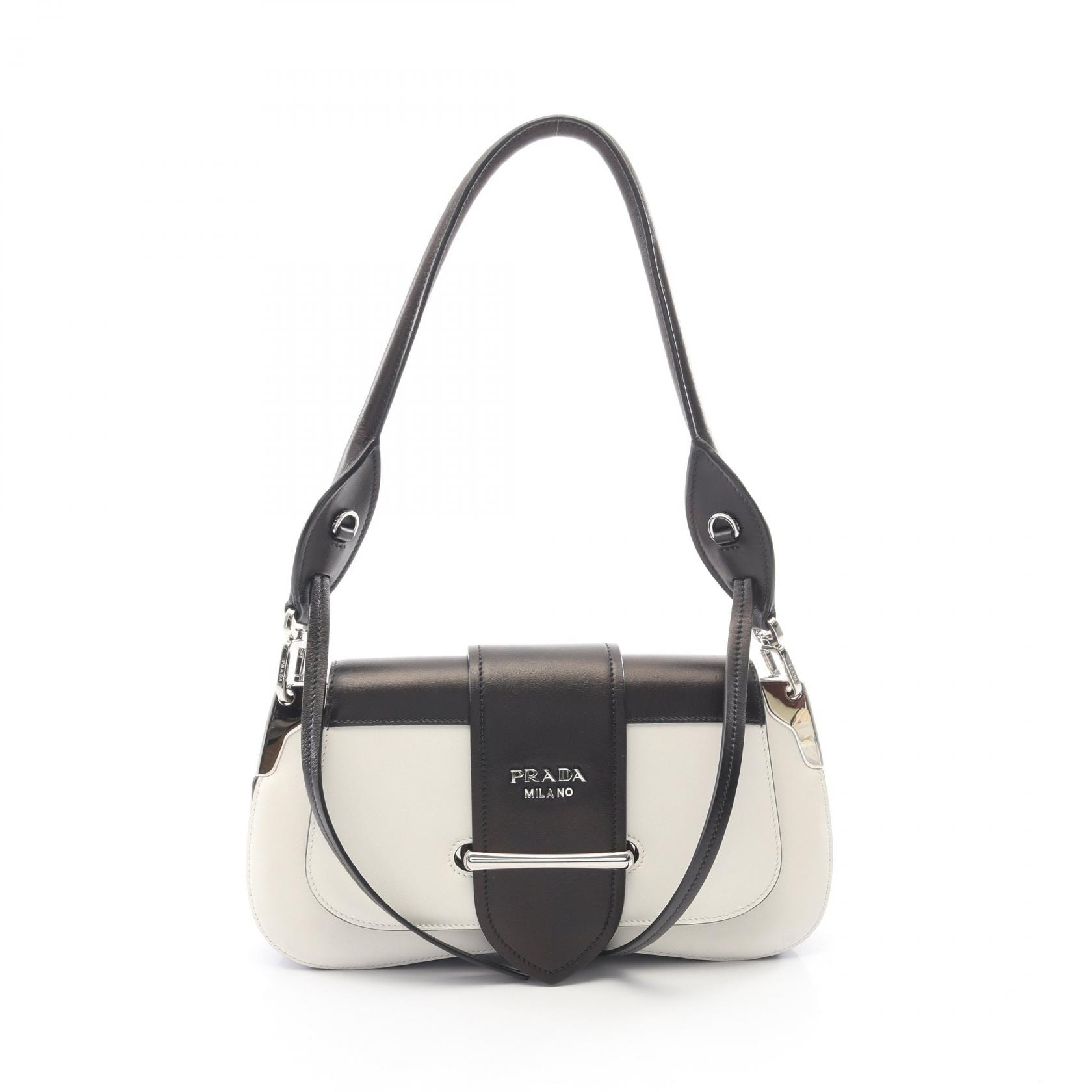 プラダ PRADA シドニー ショルダーバッグ バッグ レザー レディース ブラック系 / ホワイト系 1BD168 【中古】