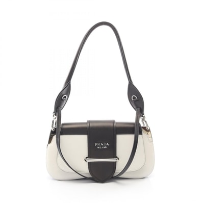 プラダ PRADA シドニー ショルダーバッグ バッグ レザー レディース ブラック系 / ホワイト系 1BD168 【中古】