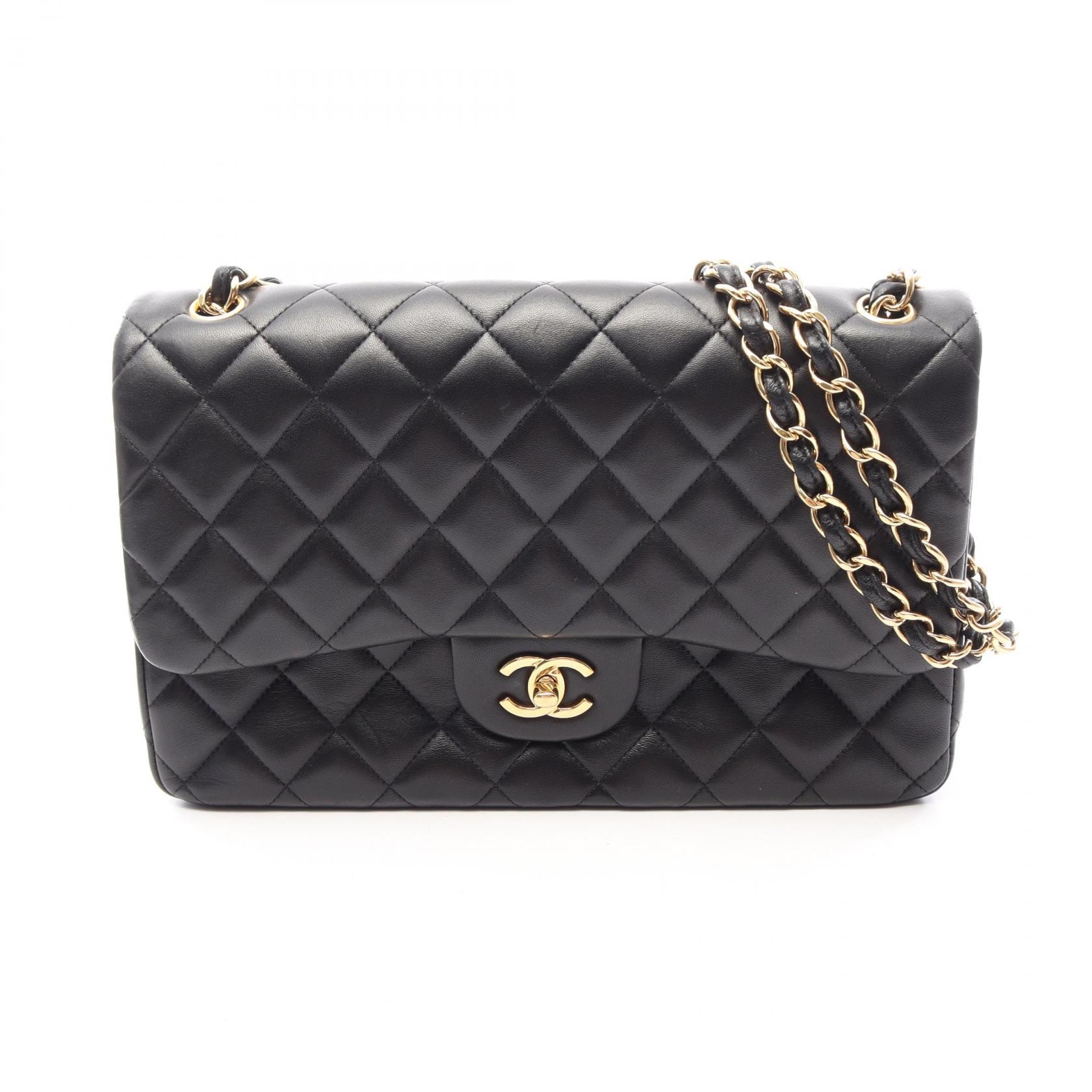 シャネル CHANEL デカマトラッセ30 クラシック ラージ Wフラップ ショルダーバッグ バッグ ラムスキン(羊革) レディース ブラック系 【中古】