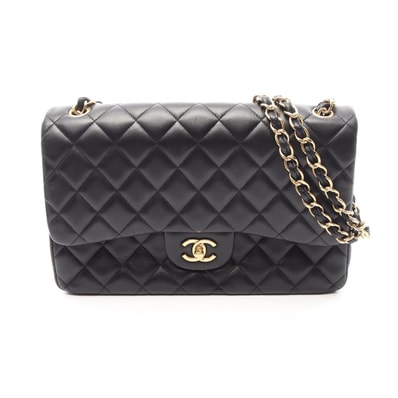 シャネル CHANEL デカマトラッセ30 クラシック ラージ Wフラップ ショルダーバッグ バッグ ラムスキン(羊革) レディース ブラック系 【中古】