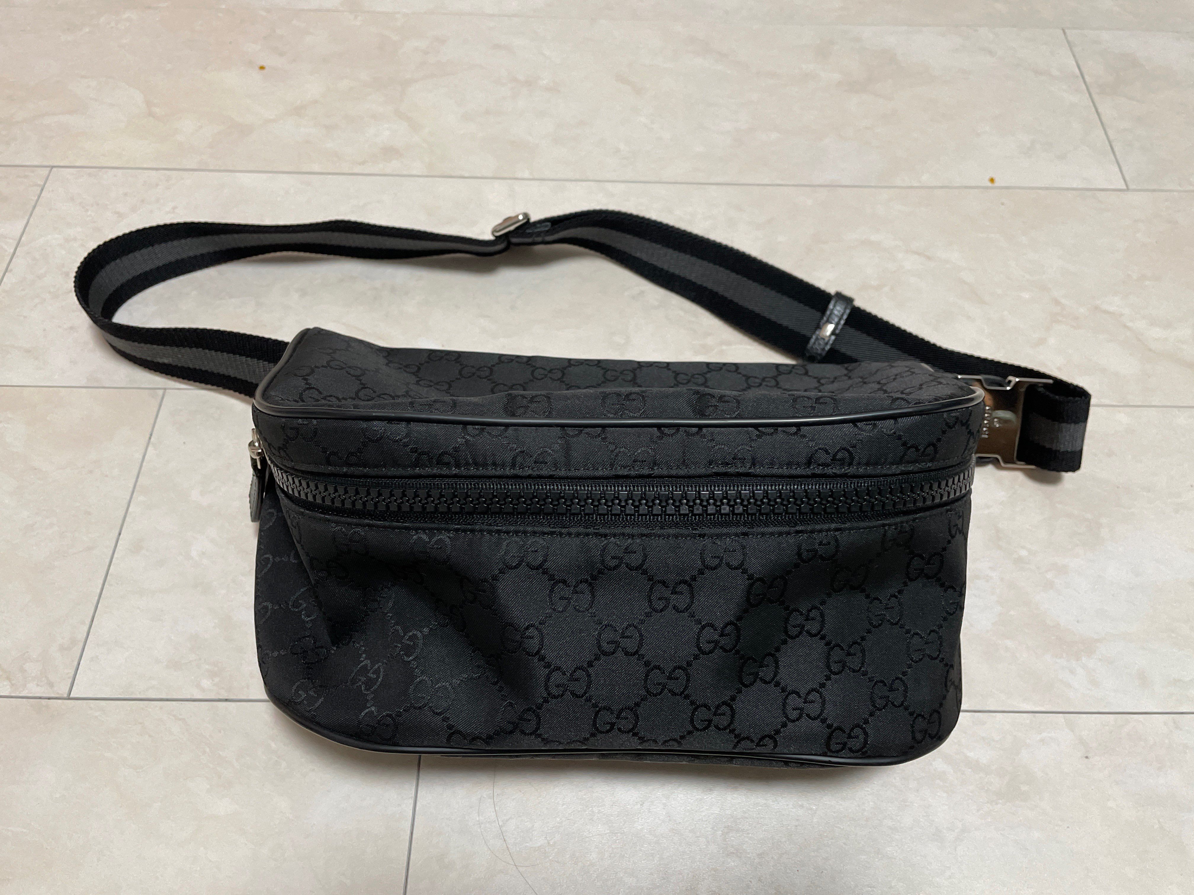  GUCCI   ダークグレー×ブラック ウエストポーチ ボディーバッグ 