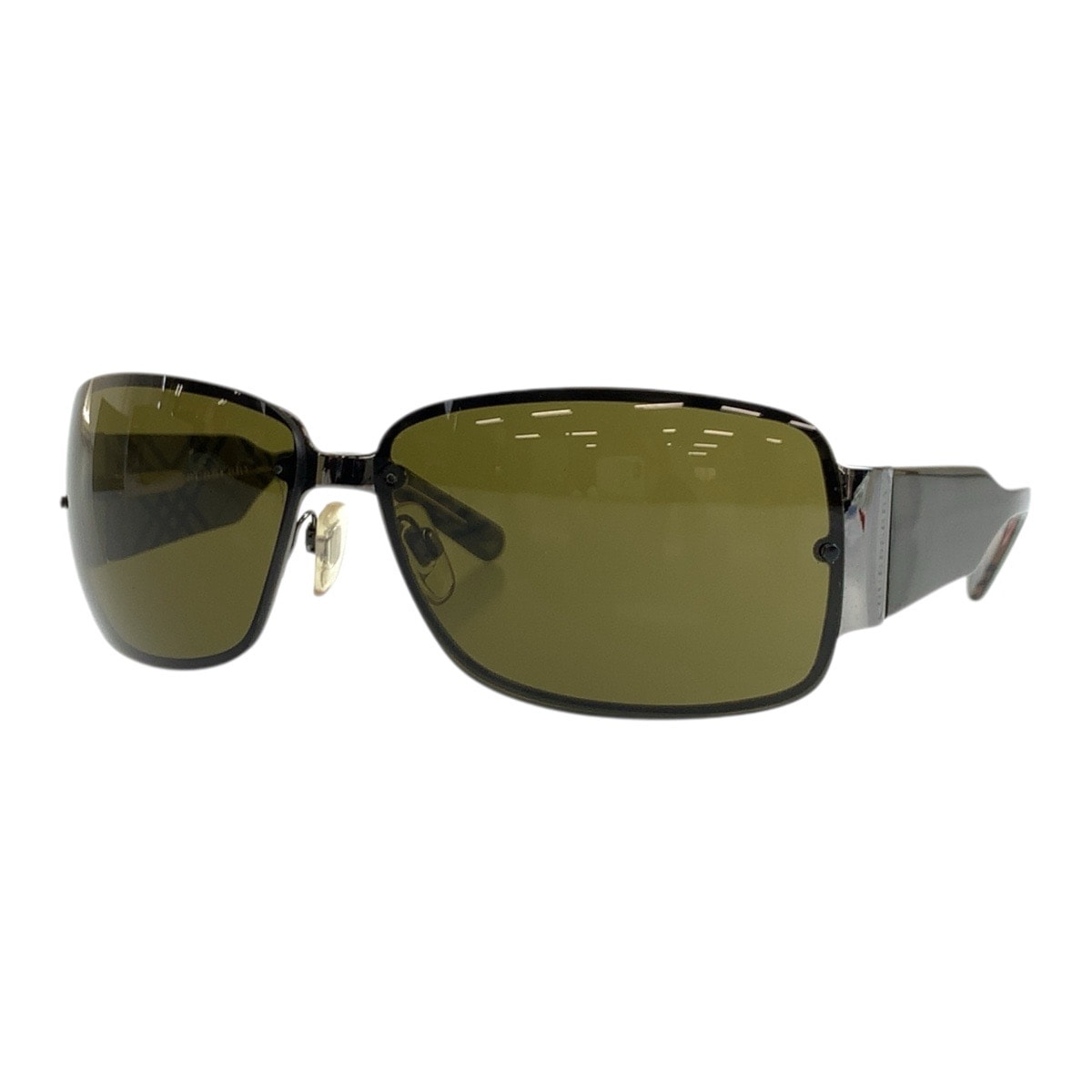 BURBERRY バーバリー 中チェック柄 カーキ プラスチック メタル/ サングラス ウェリントン 506774 【中古】