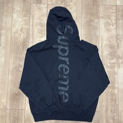 Supreme Satin Applique Hooded Sweatshirt (23FW) "Black"