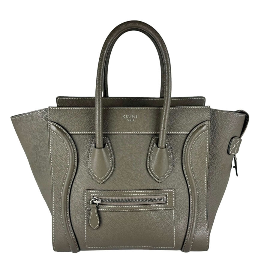 セリーヌ CELINE ハンドバッグ ラゲージ ミニショッパー レザー グレージュ レディース【中古】 z10725