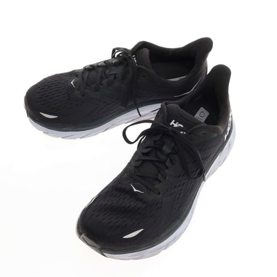 【中古】ホカ オネ オネ HOKA ONE ONE CLIFTON 8 合成繊維 スニーカー ブラック【サイズ28】【メンズ】