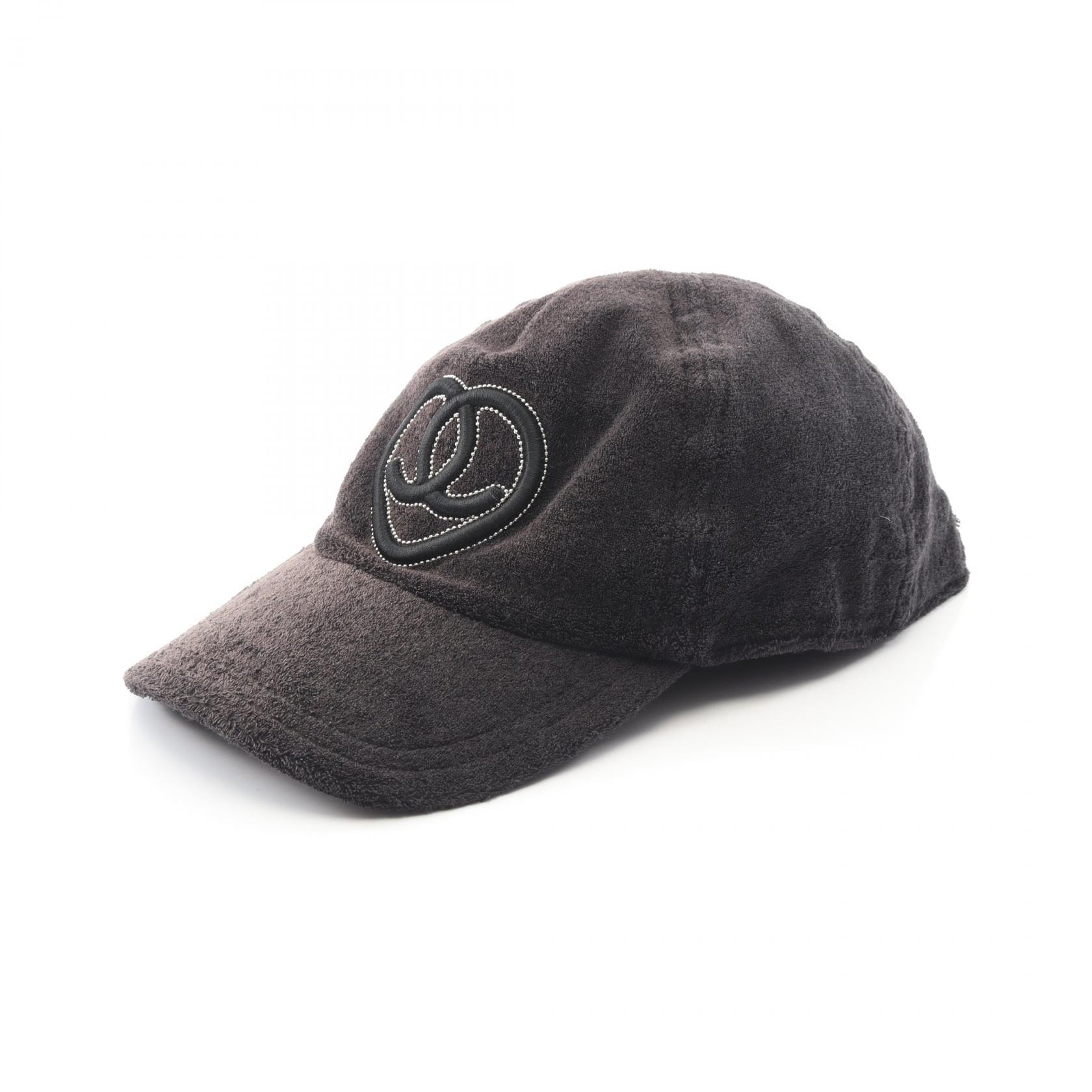 シャネル CHANEL ココマーク ハート キャップ 帽子 コットン レディース ブラック系 【中古】