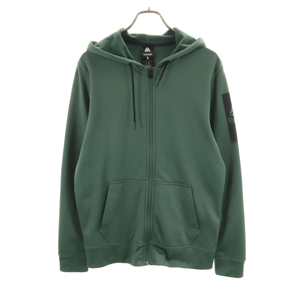 Reebok リーボック 長袖 ジップパーカー M グリーン系 裏フリース