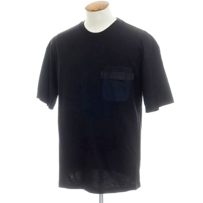 【中古】ヘルノ Herno コットン クルーネック ポケット 半袖Tシャツ ブラック【サイズ48】【メンズ】