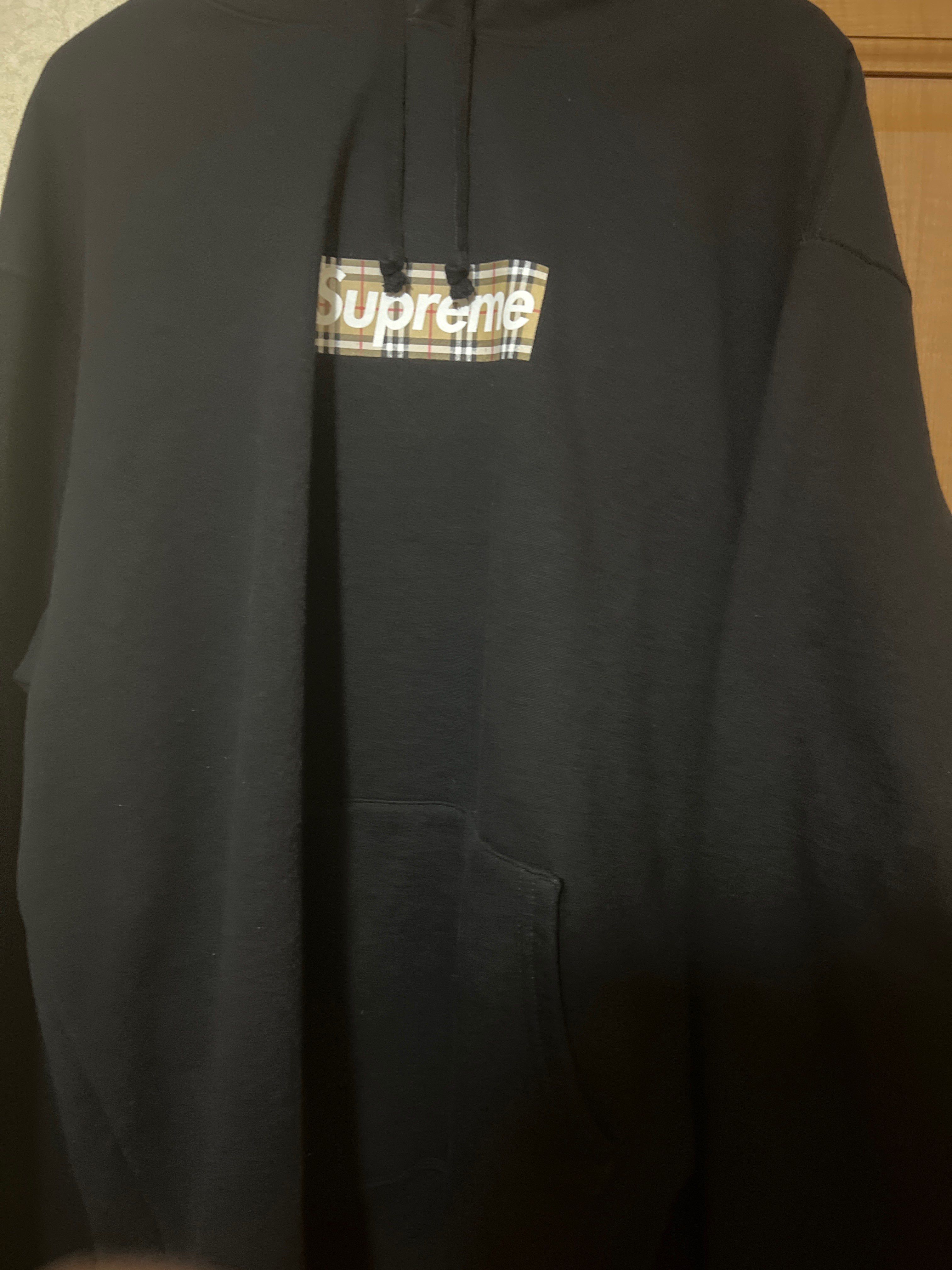 Supreme / Burberry Box Logo Hooded Sweatshirt "Black"