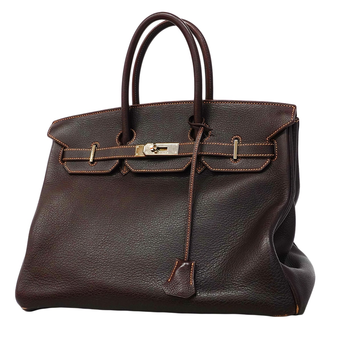 ★SALE【6fa1919】エルメス ハンドバッグ バーキン35 ブッフル エベーヌ シルバー金具 □G刻印【中古】レディース